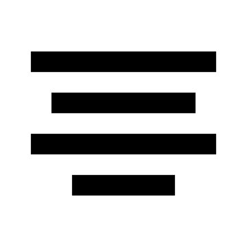 Minimalist center alignment icon, black text justification symbol vector, modern graphic design interface element for document editing