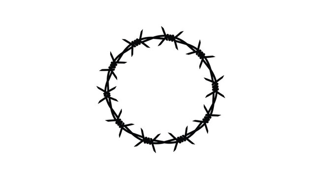 Circular arrangement of barbed wire creating a stark crown silhouette