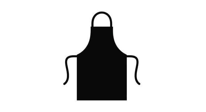 Black apron isolated on white a simple kitchen tool silhouette