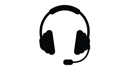 Black headphones with microphone a striking graphic silhouette © Santa