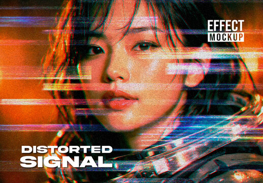 Distorted Signal Effect Mockup