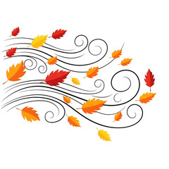 Obraz premium Wind blowing autumn leaves representing seasonal change and air movement.