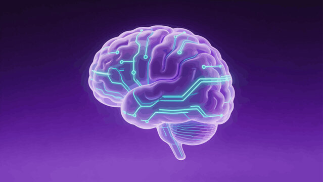 Human brain with circuit lines