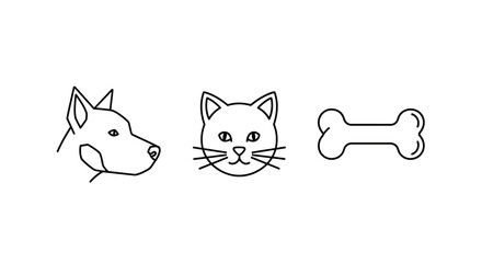 Fototapeta premium Stylized dog, cat, and bone icons.
