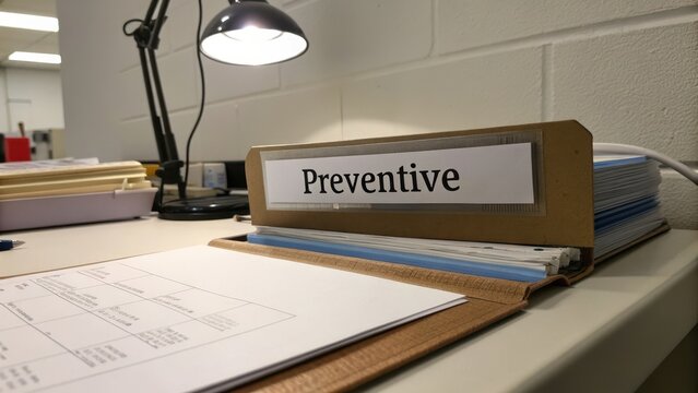 Preventive Maintenance Files on Desk in Office Environment