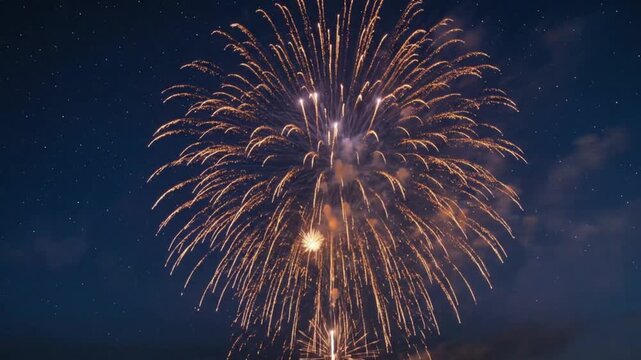 Elegant Single Firework Bloom in Dark Sky | Minimal Celebration Scene