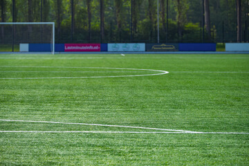 Obraz premium Empty Soccer Field With White Lines
