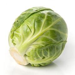 Fototapeta premium Fresh green cabbage, vegetable, healthy food, organic produce isolated on White Background