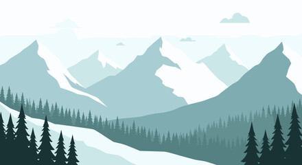 Fototapeta premium A serene winter scene evokes feelings of peace and tranquility. Perfect for website backgrounds or promotional materials conveying calmness and nature