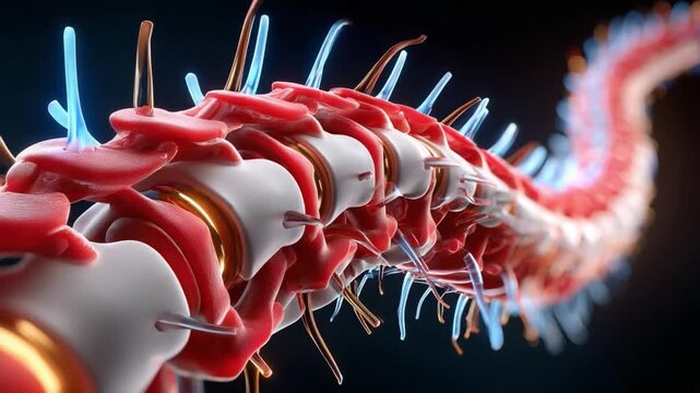 Intricate Spinal Cord: A detailed representation of a spinal cord showcasing the complexity of human anatomy.