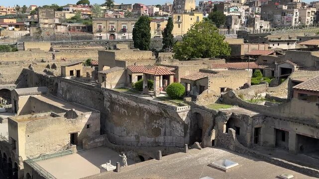Panoramic View of the Ancient City Ruins of Herculaneum
