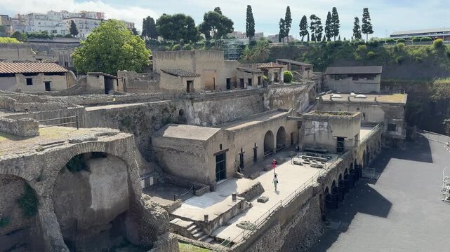 Panoramic View of the Ancient City Ruins of Herculaneum