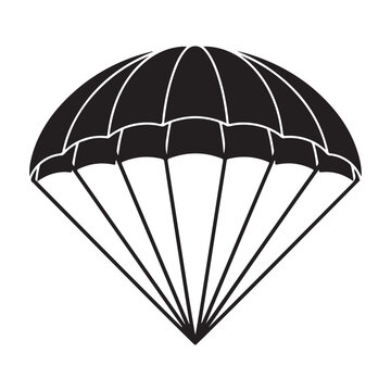 Black parachute vector illustration icon isolated on white background for skydiving and extreme sports design