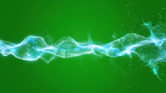 Electric blue light wave on green.