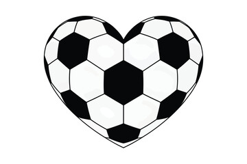 Fototapeta premium Heart shaped soccer ball design in black and white on transparent background high-quality professional detailed modern elegant stylish clean crisp.