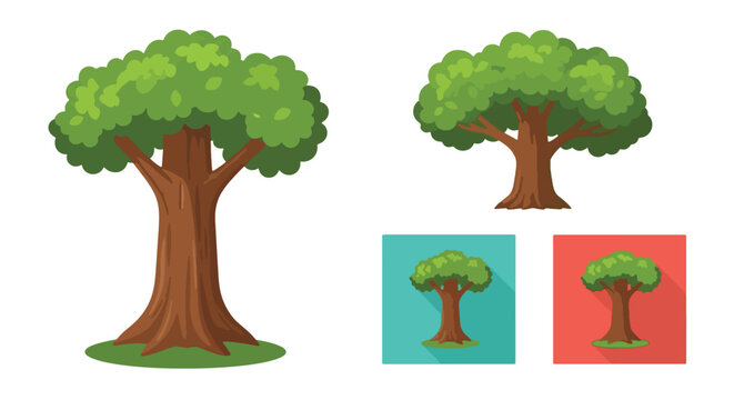 Two Cartoon Trees and Small Icons.