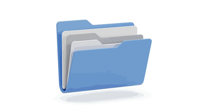 Blue File Folders Stacked On White Background For Organization Concepts