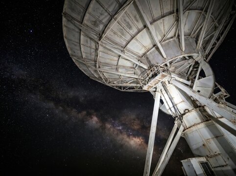 Giant Satellite Dish Under a Starry Night Sky