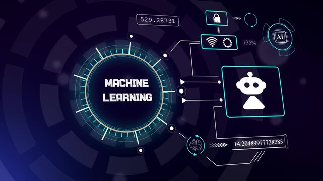 High tech digital background showcasing machine learning algorithms for professional technology and science videos, hud animation