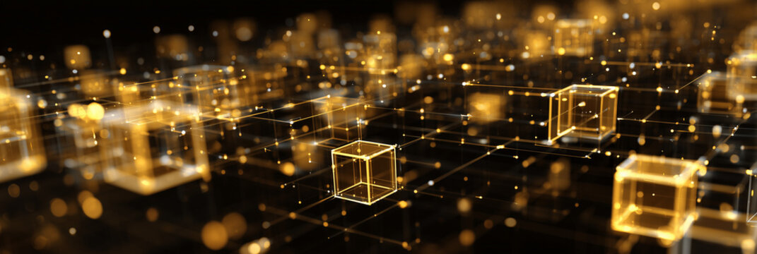 Abstract blockchain technology and cryptocurrency concept