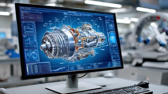 Engineering Design Display: A modern computer monitor showcases intricate technical diagrams, offering a glimpse into the complexities of mechanical engineering design.