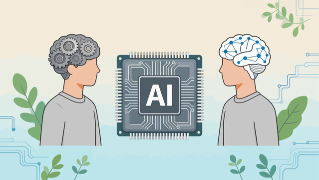 AI human brain chip illustration