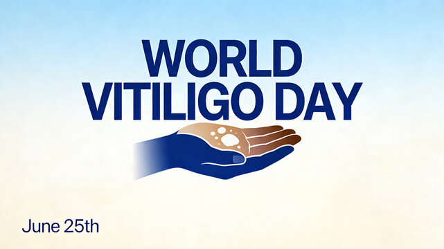 The pattern of white patches on the hand represents the concept of caring for patients and embracing differences on World Vitiligo Day.
