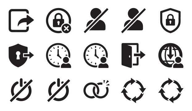 Set of black vector icons for system management and navigation with navigation
