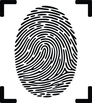 Fingerprint vector illustration icon showing biometric identity security pattern with criminal identification and thumbprint mark concept