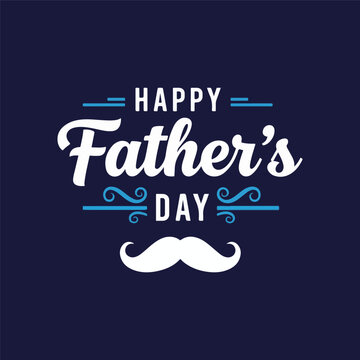 Happy Father's Day typography design with mustache graphic element