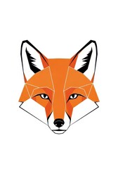 Fototapeta premium Geometric head of a red fox is illustrated in a minimalist style against a white background.