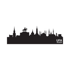 Obraz premium ufa skyline silhouette with architectural landmarks high quality