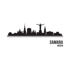 Obraz premium samara skyline silhouette with christ statue high quality