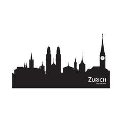 Fototapeta premium zurich skyline silhouette on white background high quality
