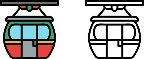 Cable Car Transport Gondola Illustration Set © Cik