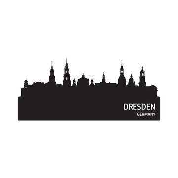 dresden skyline silhouette on white background high quality