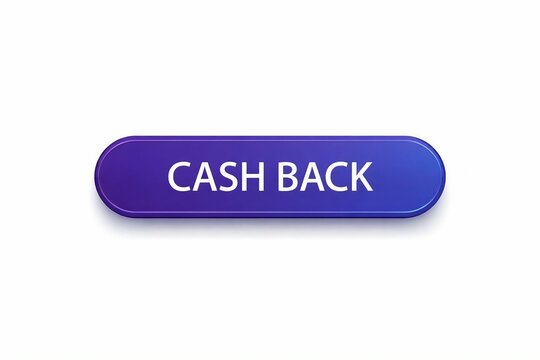 Modern cash back button with white text on blue glossy background