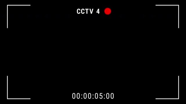 single camera view based on Security camera system concept, CCTV Cam 4 main monitor display with scan lines. 4K video. 