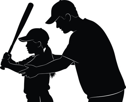 Happy father's day a heartwarming silhouette of father and child playing baseball together
