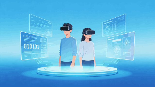Two people using VR headsets