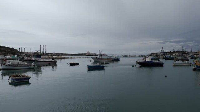 Aerial view of Marsaxlokk fishing village