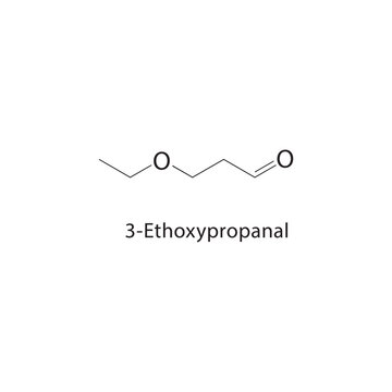3-Ethoxypropanal skeletal structure. aldehyde compound schematic illustration. Simple diagram, chemical formula.