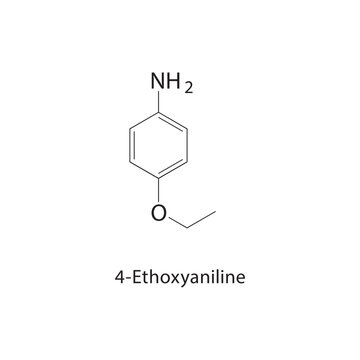 4-Ethoxyaniline skeletal structure. amine compound schematic illustration. Simple diagram, chemical formula.