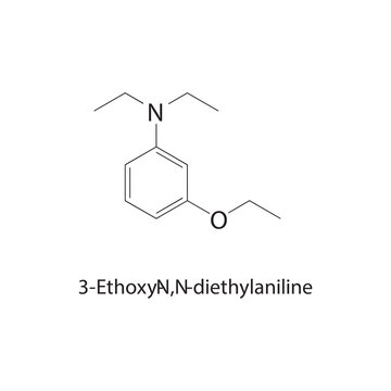 3-Ethoxy-N,N-diethylaniline skeletal structure. amine compound schematic illustration. Simple diagram, chemical formula.