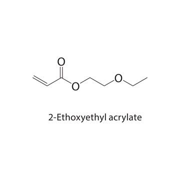 2-Ethoxyethyl acrylate skeletal structure. acrylate compound schematic illustration. Simple diagram, chemical formula.