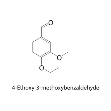 4-Ethoxy-3-methoxybenzaldehyde skeletal structure. aldehyde compound schematic illustration. Simple diagram, chemical formula.