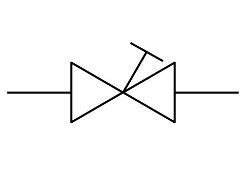 angle blowdown valve for industrial P&ID schematics. Minimalist black line art ideal for engineering blueprints and automation diagrams.
