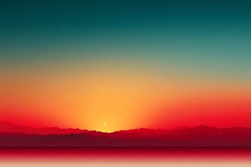 Fototapeta premium Vibrant Sunset Paints the Sky in an Explosion of Colors Over Distant Mountains Generative AI