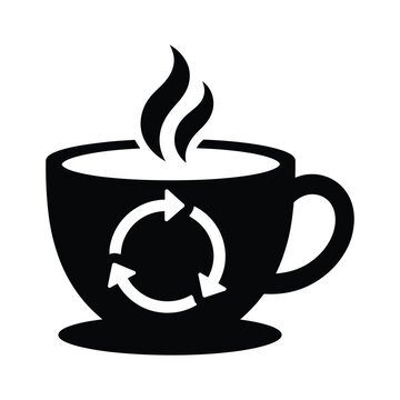 Coffee refresh cycle icon, workflow process loop concept vector