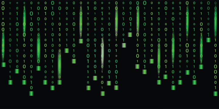 Abstract digital matrix background with green binary code